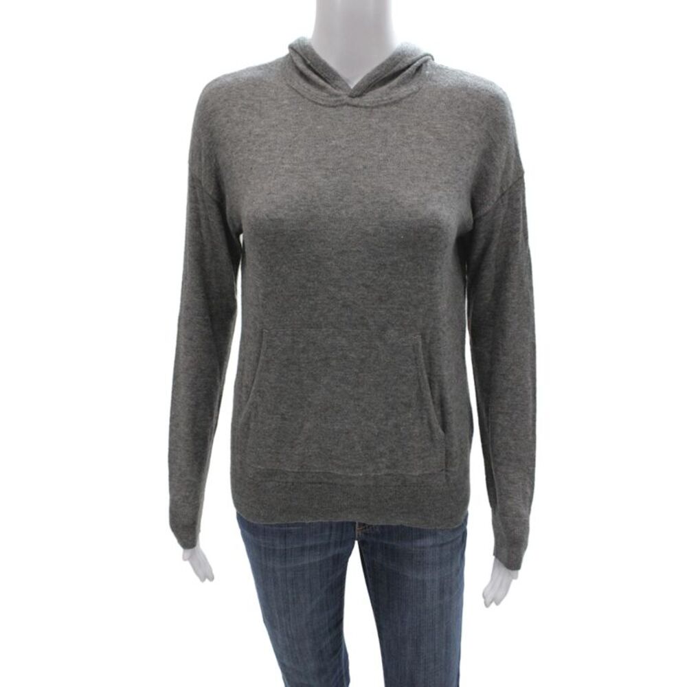 Theory Womens Pullover Sweater V-Neck Gray Nylon Long Sleeve Size PP